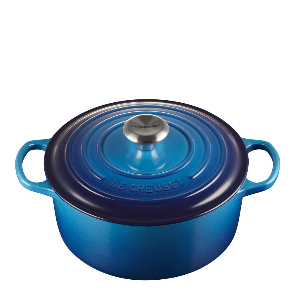 Läs mer om Le Creuset - Signature Gjutjärnsgryta Rund 4,2 L/24cm Azure