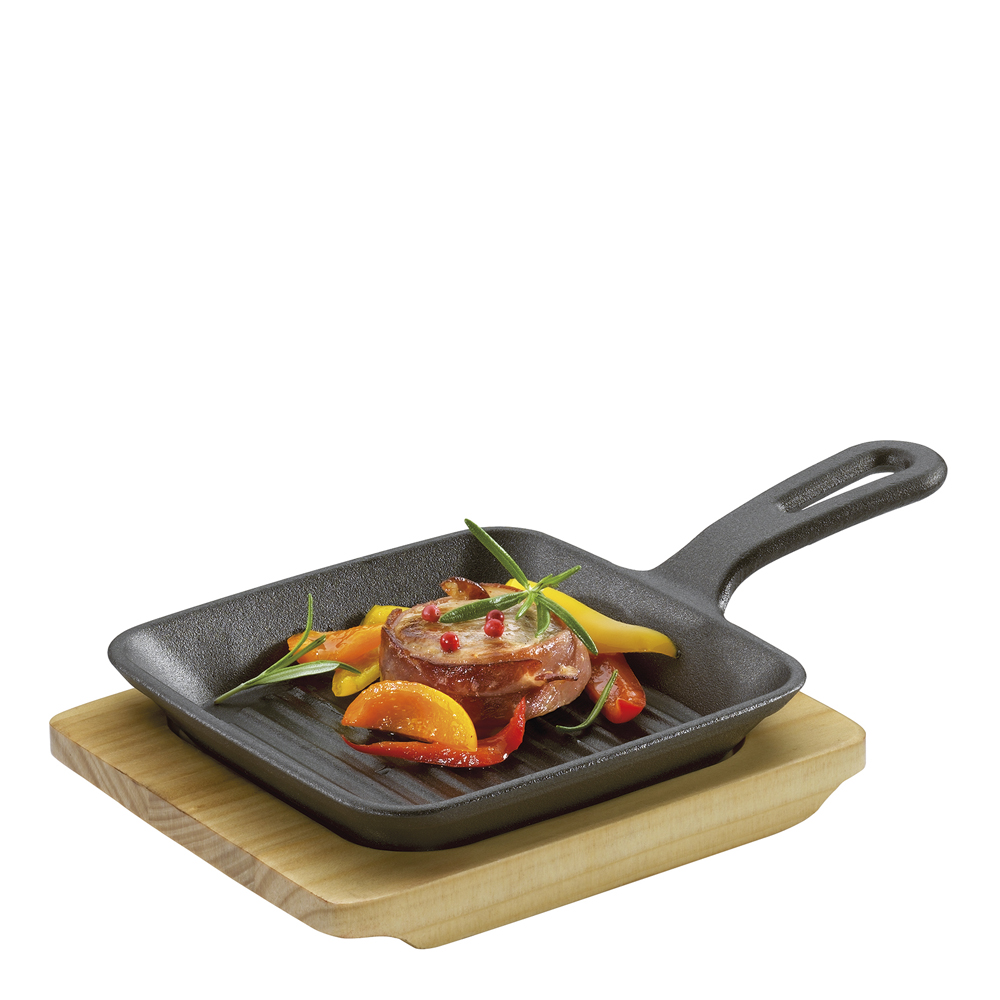 Läs mer om Küchenprofi - BBQ Grill-/Serveringspanna med träfat 23x13 cm