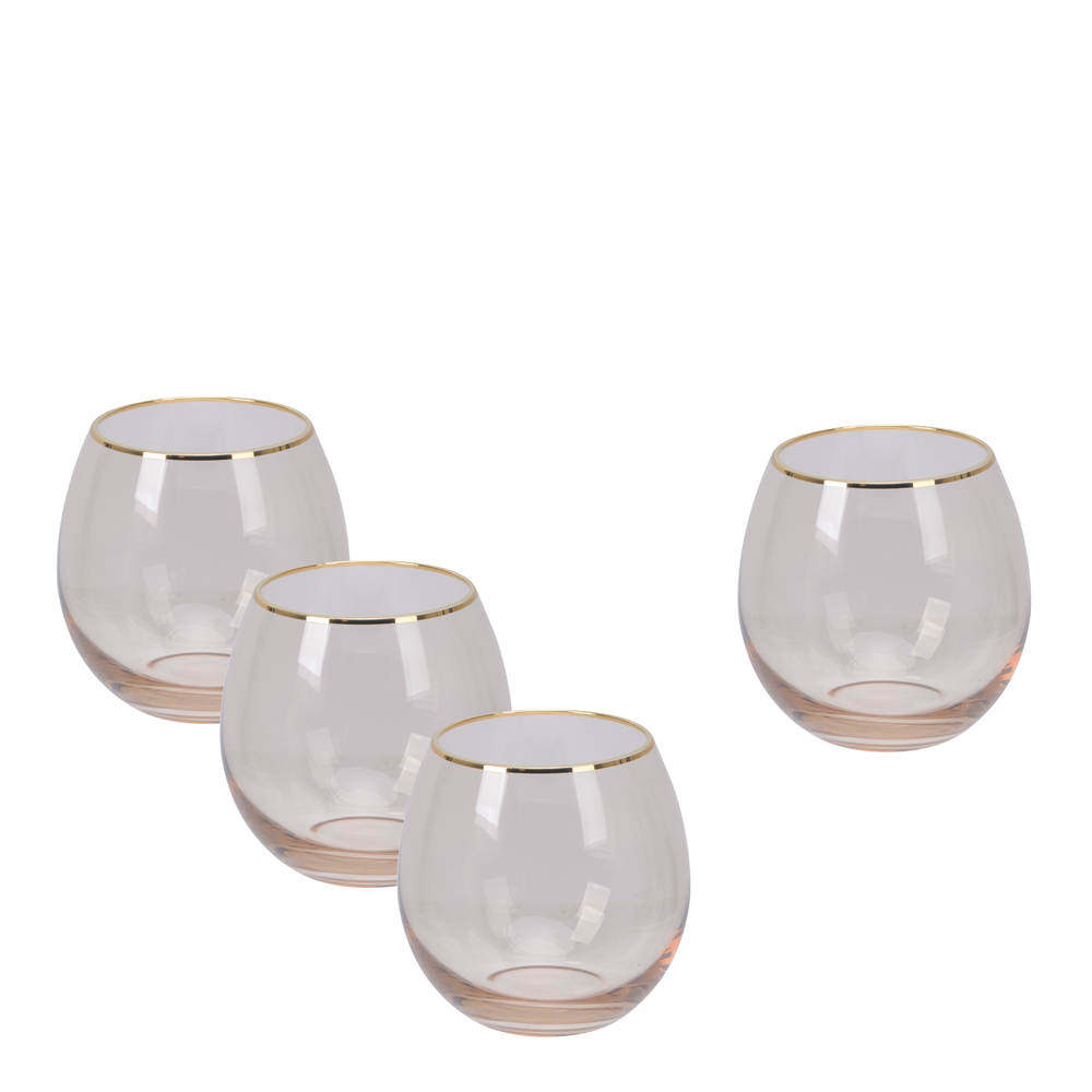Modern House - Runt Vattenglas med Guldkant 45 cl 4-pack Soft Pink