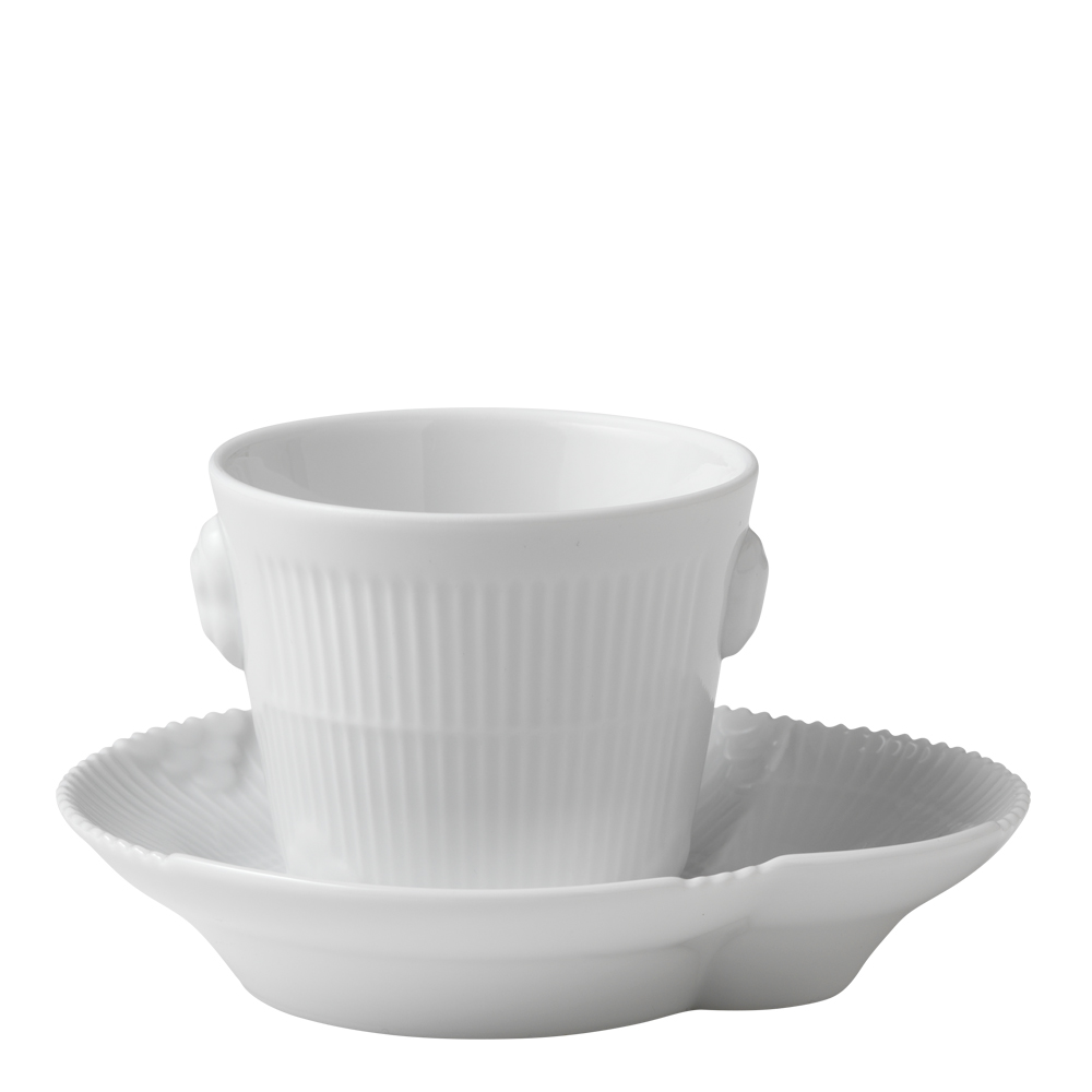 Royal Copenhagen – White Elements Espressokopp med fat 10 cl