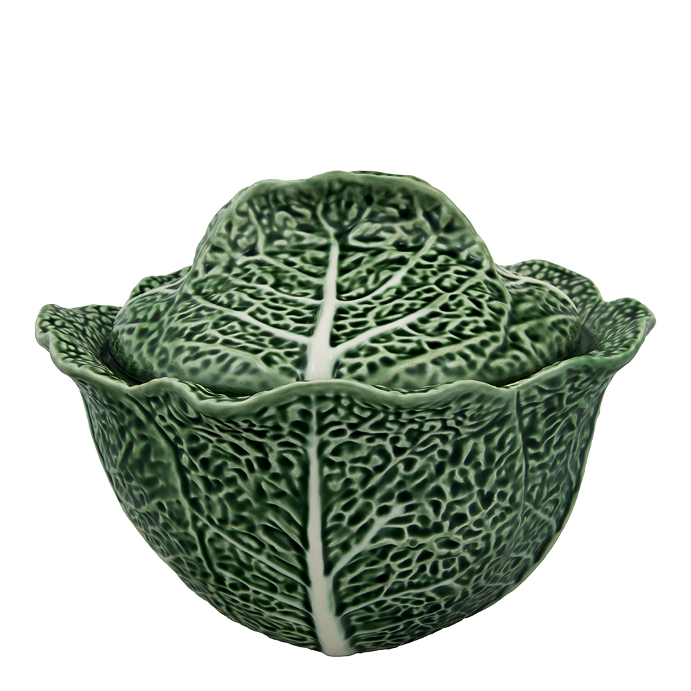 Bordallo Pinheiro - Cabbage Terrin / Skål med lock Kålblad 3 L Grön