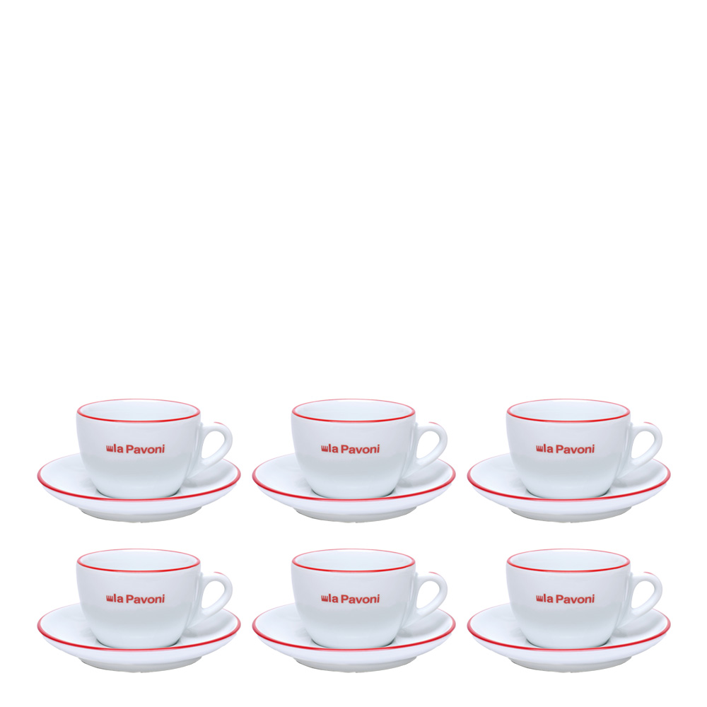 La Pavoni – Kaffekoppar 18 cl 6-pack Vit