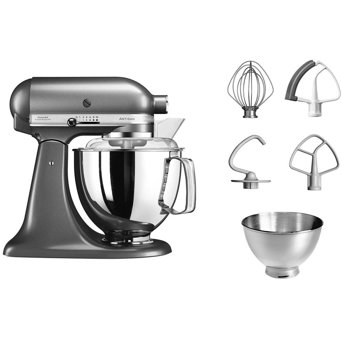 Läs mer om KitchenAid - KitchenAid Artisan Köksmaskin 5KSM175 4,8 L Grafit metallic