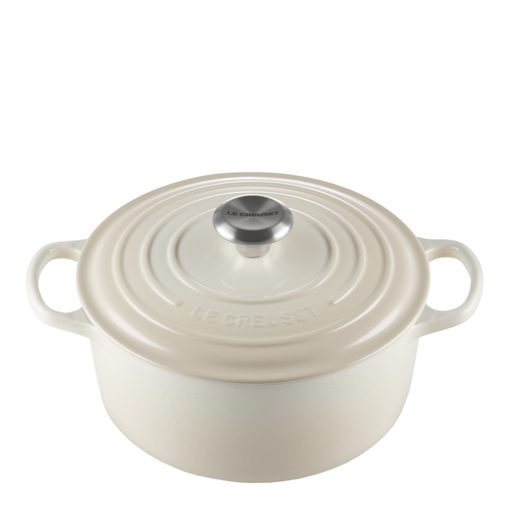 Läs mer om Le Creuset - Signature Gjutjärnsgryta Rund 22 cm Meringue