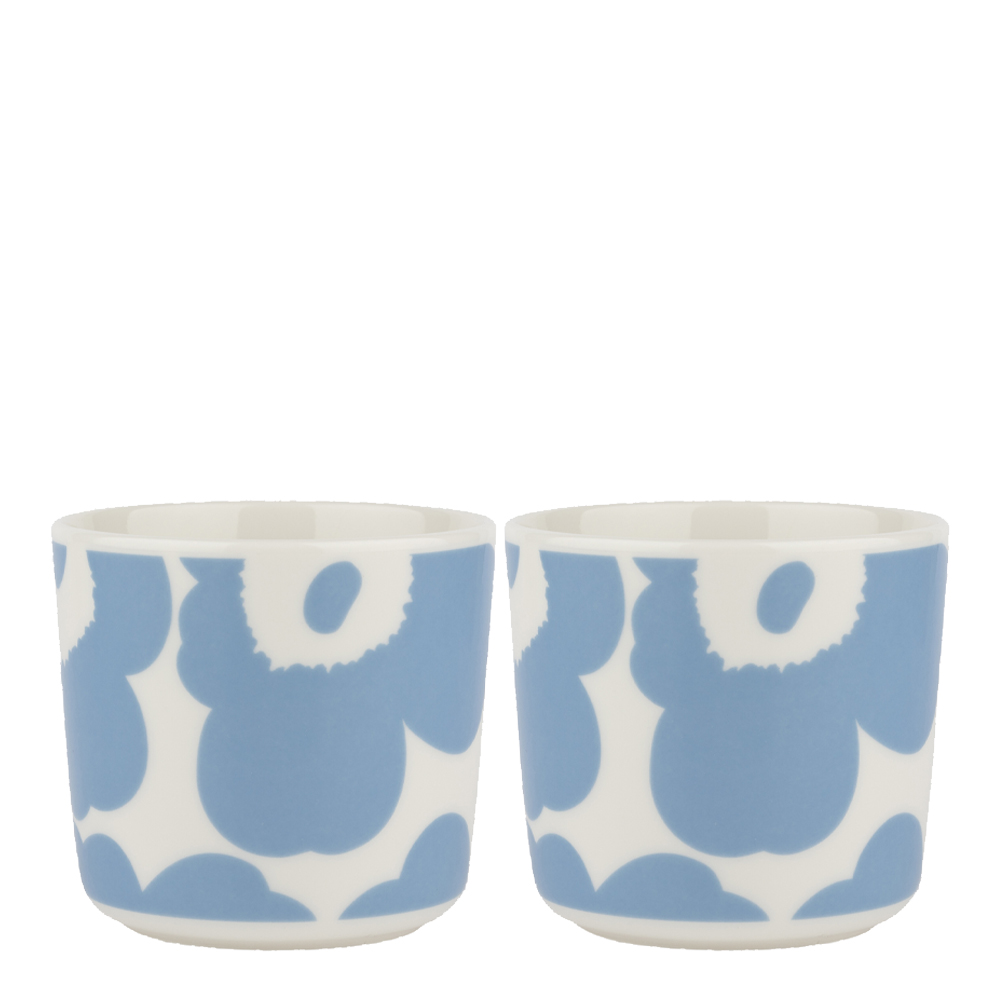 Marimekko - Unikko Mugg 2-pack 20 cl utan öra Sky Blue/Vit