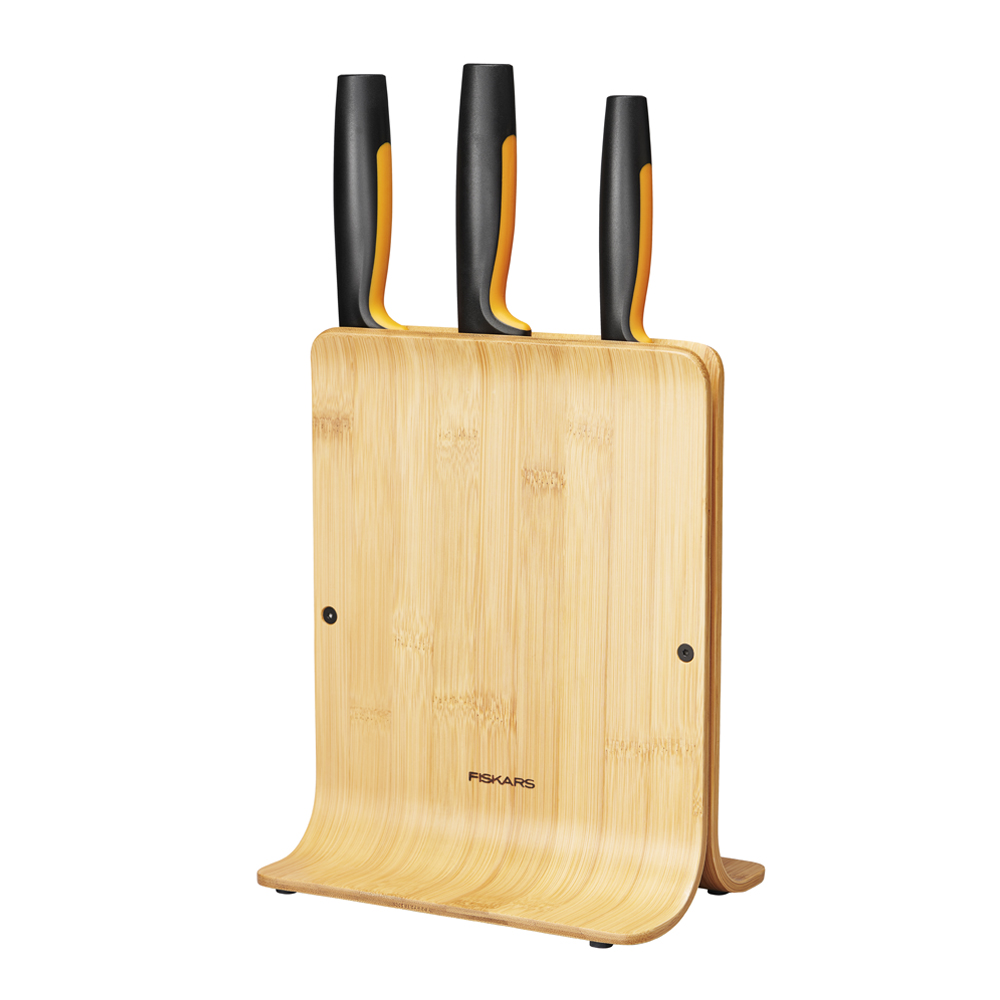 Fiskars – Functional Form Knivblock med 3 Knivar Bambu