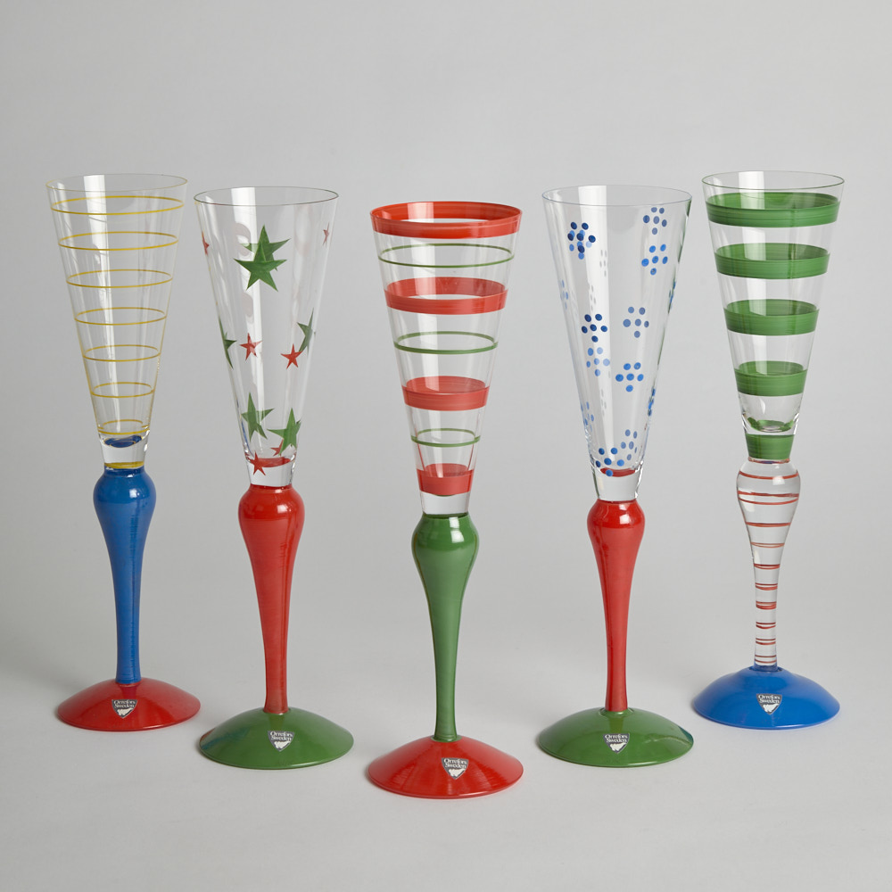 Orrefors - SÅLD Champagneglas "Clown" 5 st