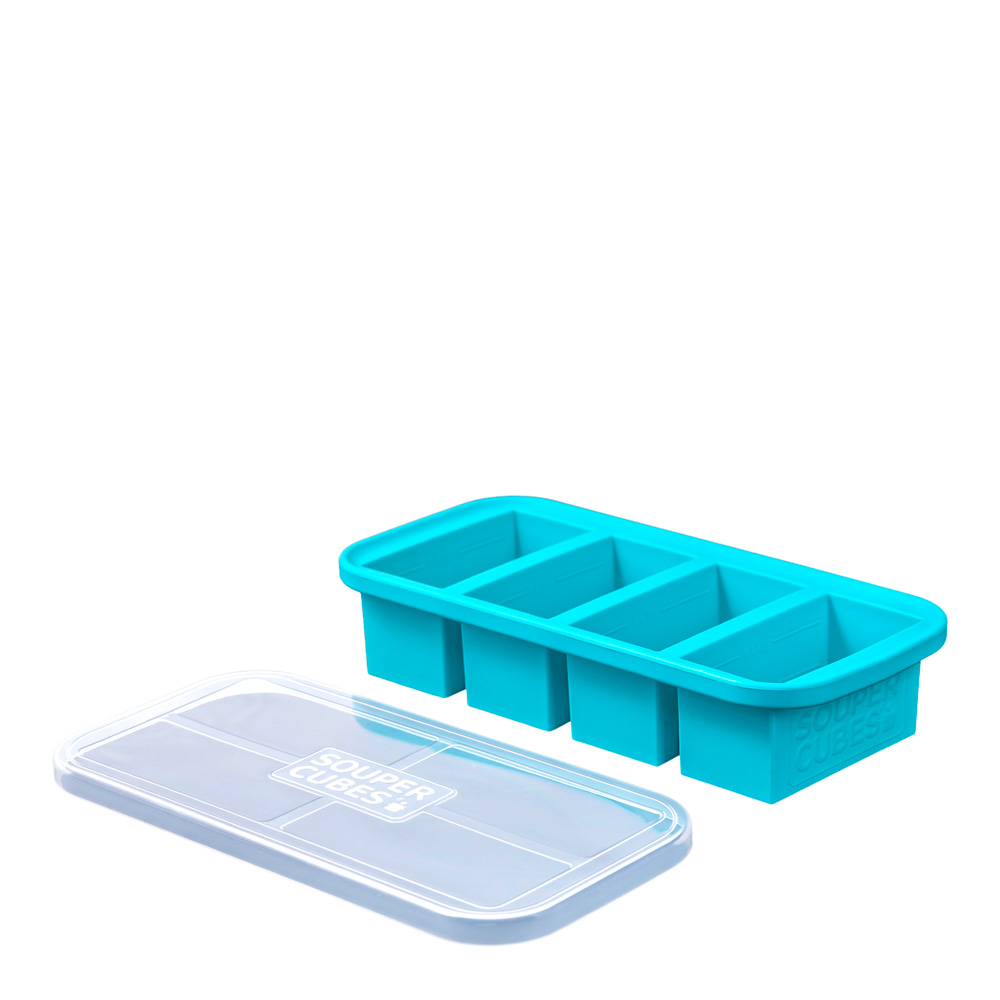 Souper Cubes - Matförvaring och Lock Silikon 1-cup 4x250 ml Blå