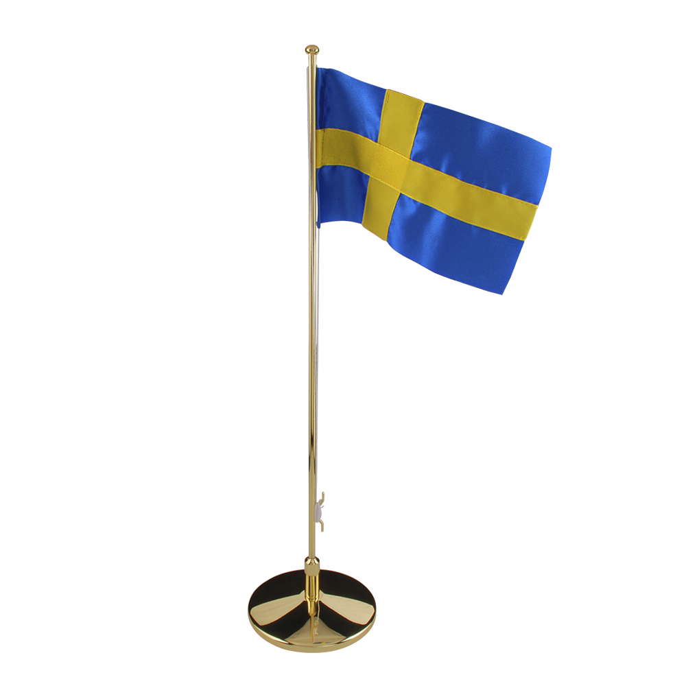 Dacapo Silver – Flaggstång med Svensk Flagga Mässingspläterad 42 cm