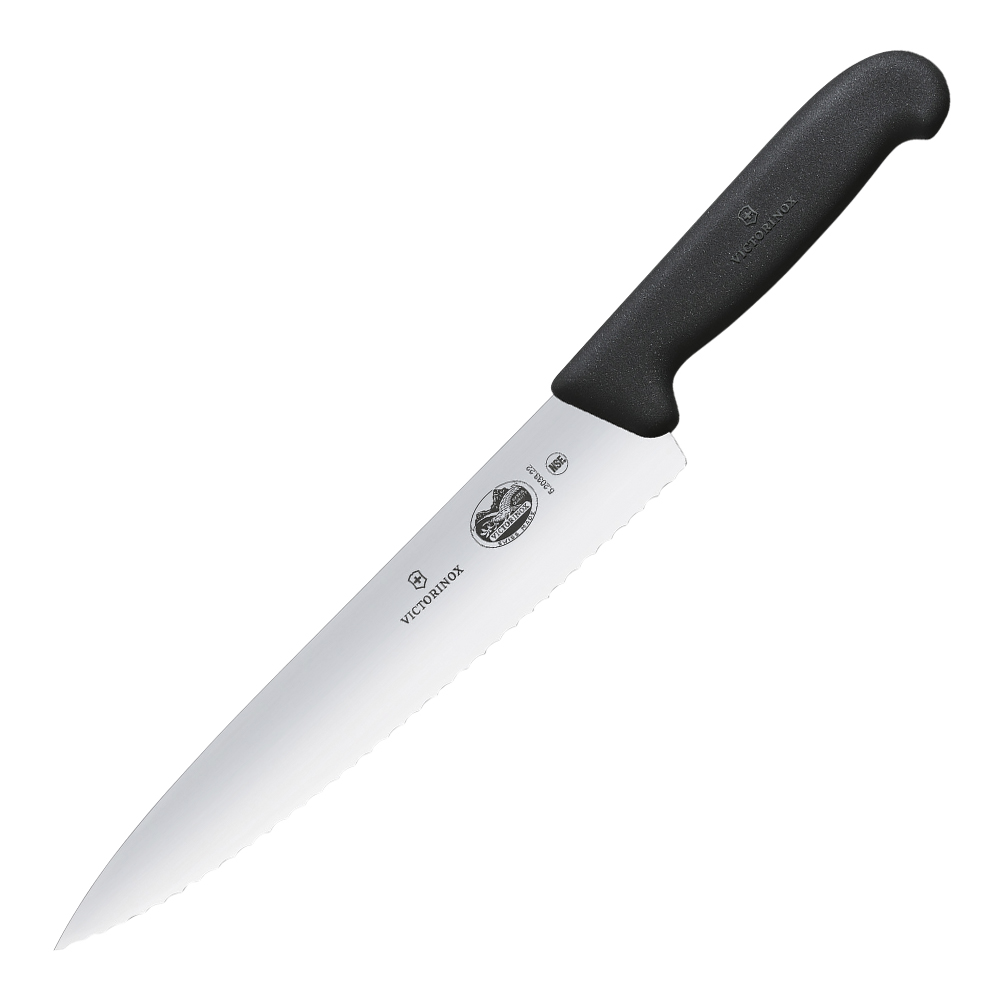 Läs mer om Victorinox - Fibrox Kockkniv med tandad egg 22 cm Svart