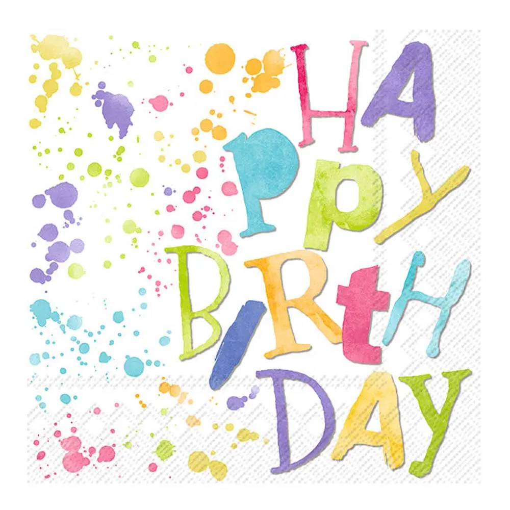 Paperiservetti Birthday Spashes 33x33 cm