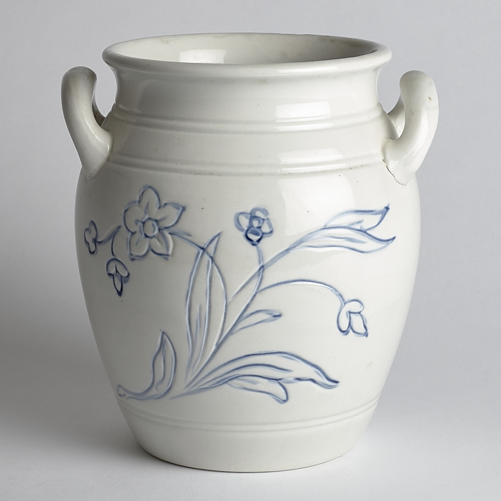 Höganäs Keramik - SÅLD Krus med Blå Blomster Dekor - 18 cm