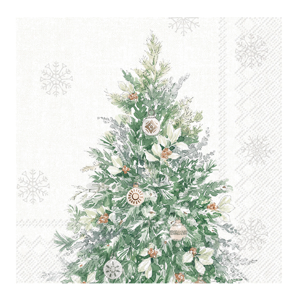 IHR - Servett Simple Season Tree 33x33 cm 20-pack Cream/Grön