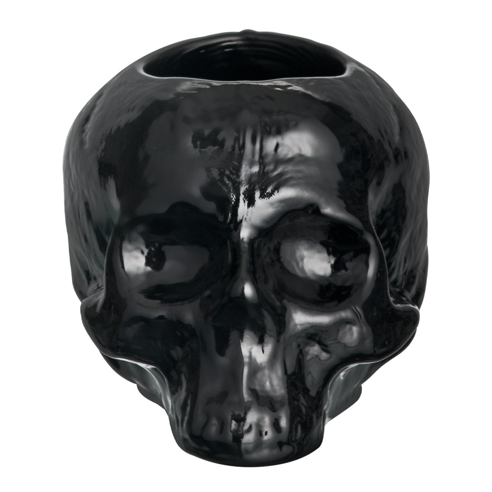 Läs mer om Kosta Boda - Still Life Skull Ljuslykta 8,5 cm Svart