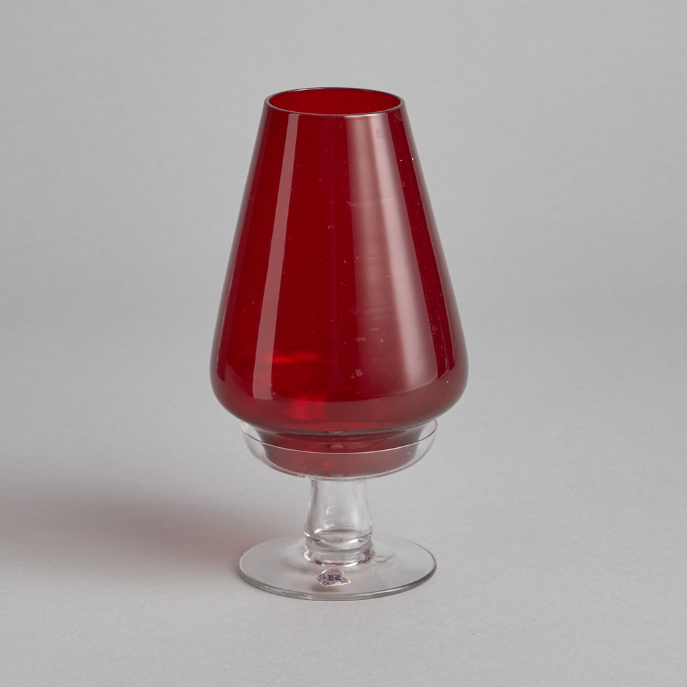 Reijmyre Glasbruk – SÅLD Ljuslykta med Röd Kupa