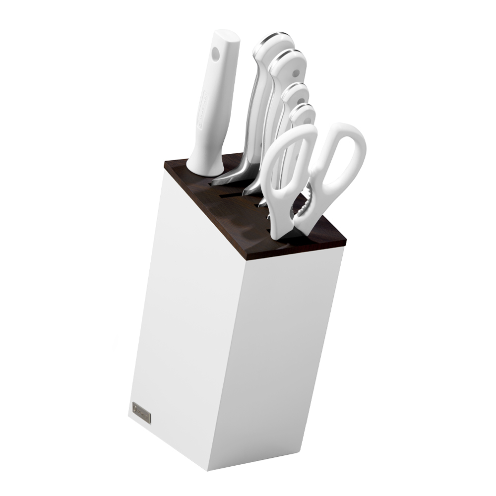 Läs mer om Wüsthof - Classic White Knivblock 6 delar med Santoku