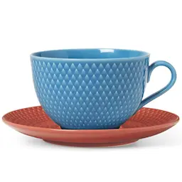 Lyngby Porcelain Rhombe Color Teekuppi 39 cl Sininen/Terrakotta