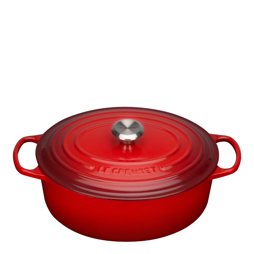 Läs mer om Le Creuset - Signature Gjutjärnsgryta oval 31 cm 6,3 L Cerise