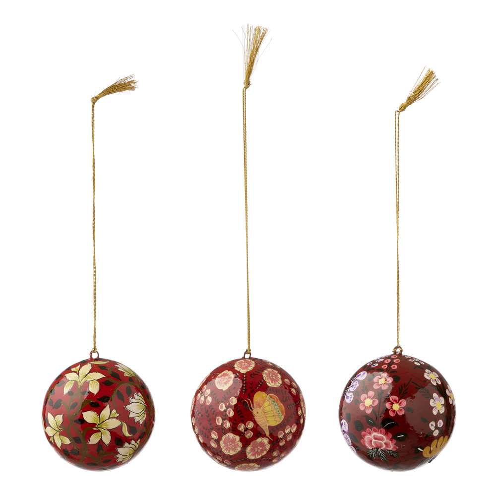 Bungalow - Sitapur Julpynt 5 cm 3-pack Ruby