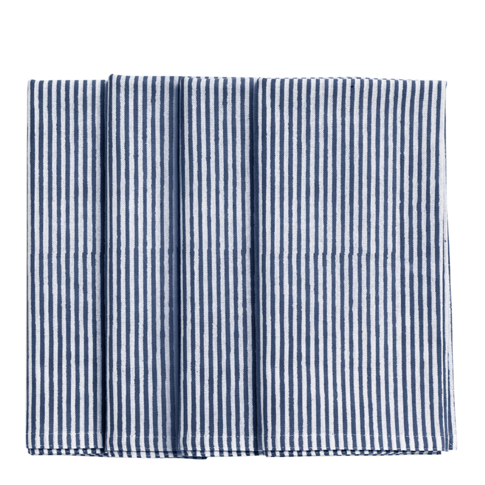 Läs mer om Chamois - Stripe Randig Servett 4-pack 50x50 cm Marin