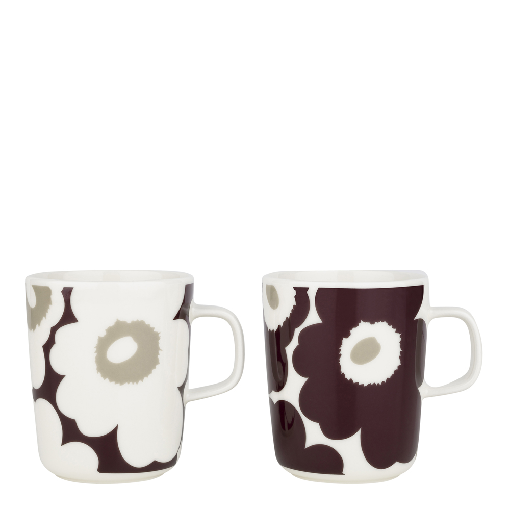 Marimekko - Unikko Mugg 25 cl 2-pack Vit/Mörk Vinröd