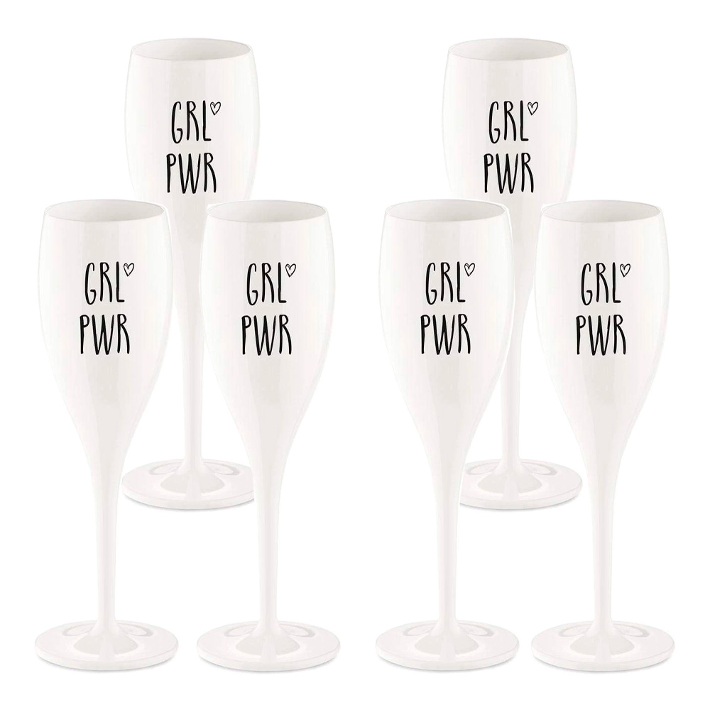 Koziol Cheers Champagneglas med text 6-pack Grl Pwr