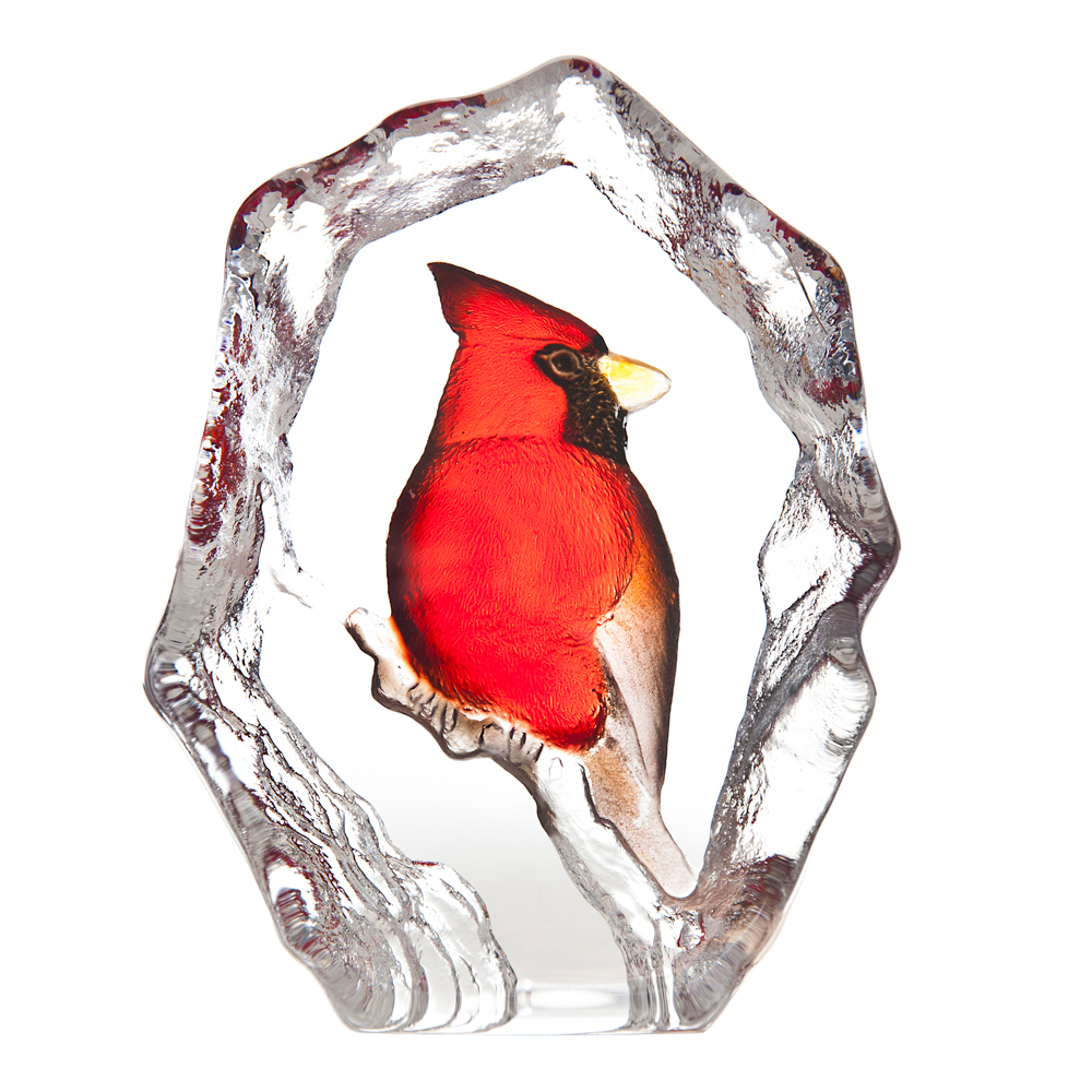 Målerås Glasbruk - Wildlife Kardinal 15,5 cm Röd