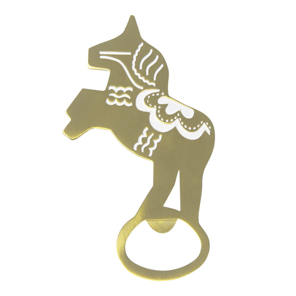 Pluto - Kapsylöppnare Dalahäst 10x5,4 cm Guld/Vit print