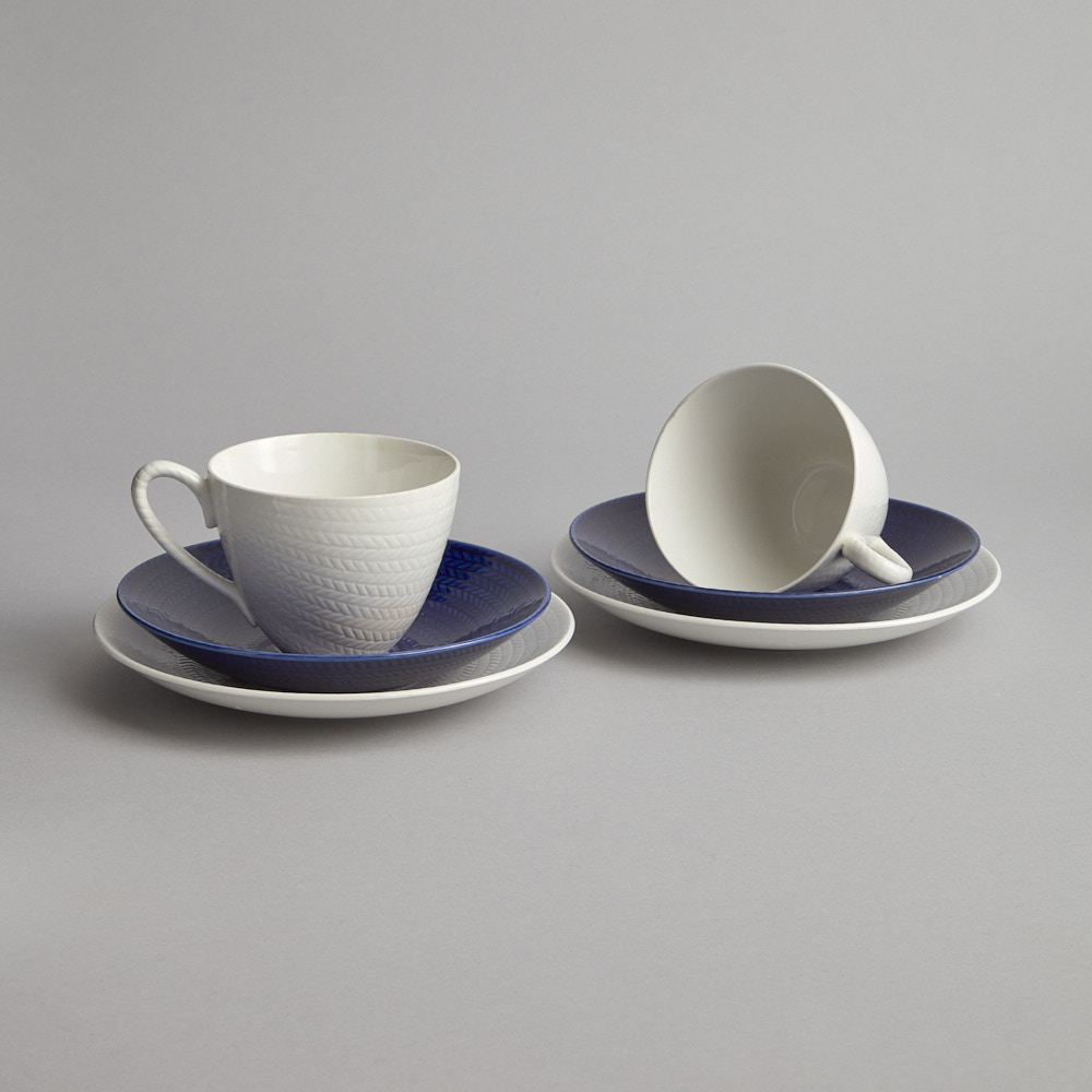 Rörstrand - "Blå Eld" Kaffekoppar med fat samt assietter 2 st