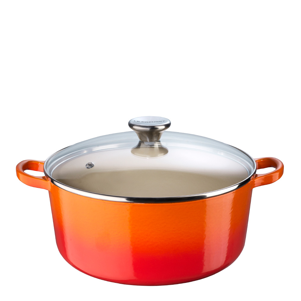 Läs mer om Le Creuset - Classic Gjutjärnsgryta Rund Glaslock 4,2 L Volcanic