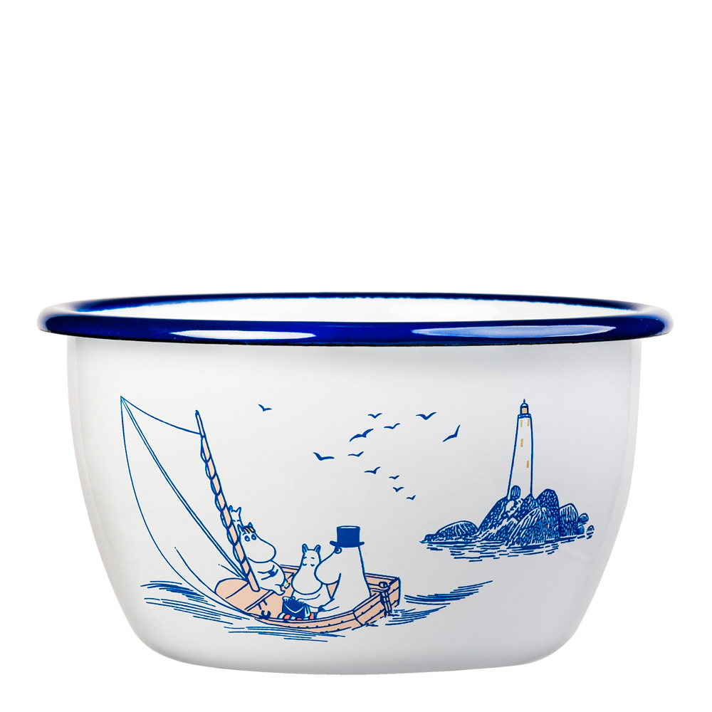 Muurla - Mummi emalje skål Sailors 60 cl hvit