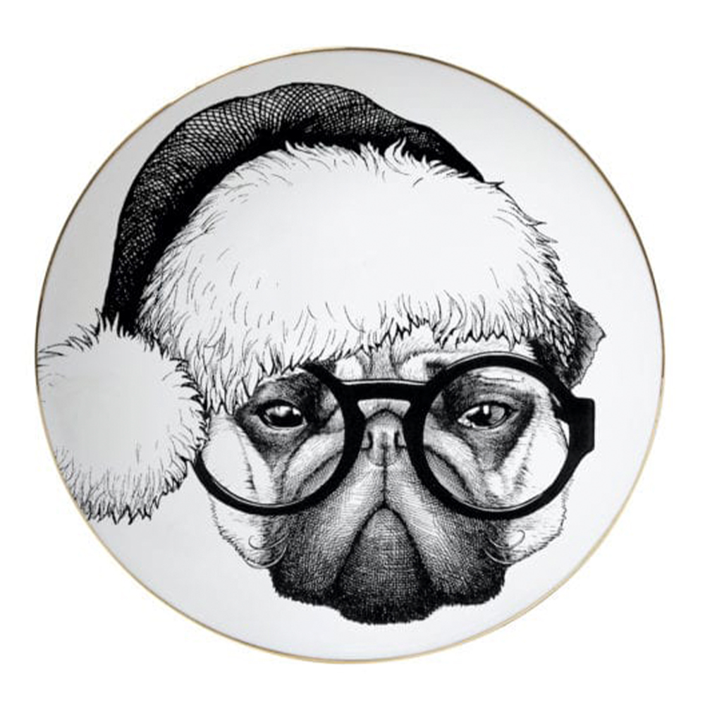 Rory Dobner Perfect Plate Christmas Percy Pug 16 cm