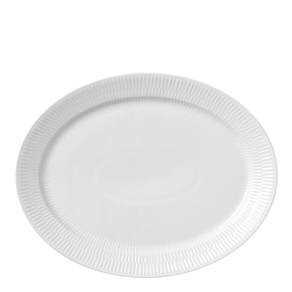 Royal Copenhagen - Hvit Riflet oval tallerken 33 cm