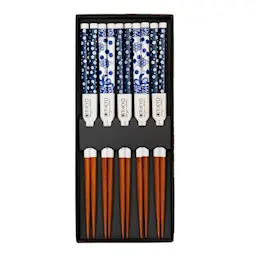 Tokyo Design Studio Spisepinner Chopstick 5 deler Blå blomster 