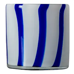 Byon Calore telysholder 10x10 cm Curve blå/hvit stripete