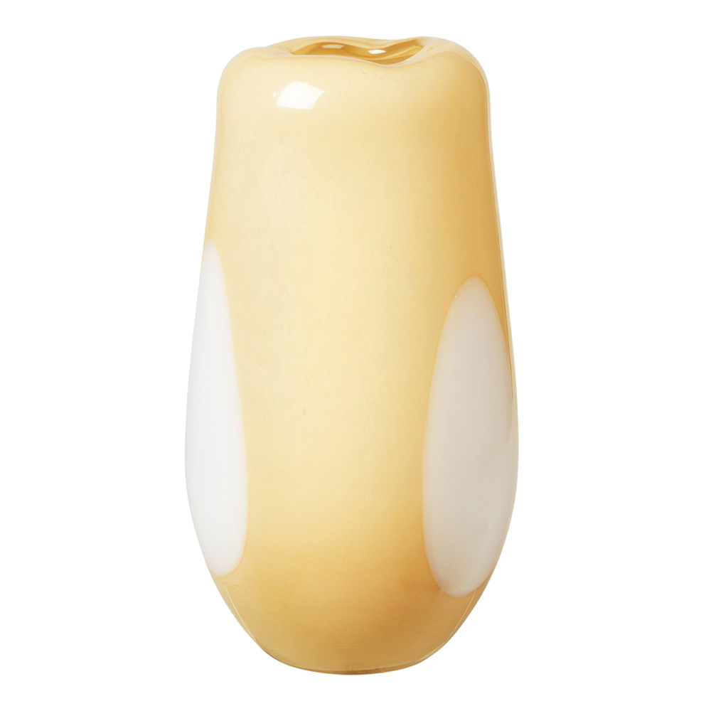 Broste Copenhagen - Ada Dot Vas 37 cm  Gul/Vit
