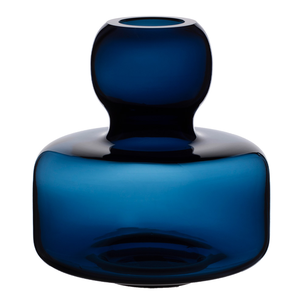 Marimekko – Flower Vas i glas 10×10 cm Midnight blue