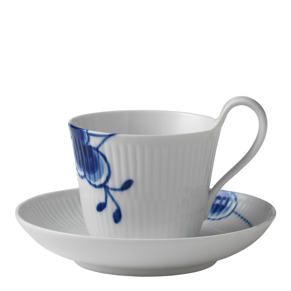 Läs mer om Royal Copenhagen - Blue Fluted Mega Kaffekopp med fat 25 cl hög hank