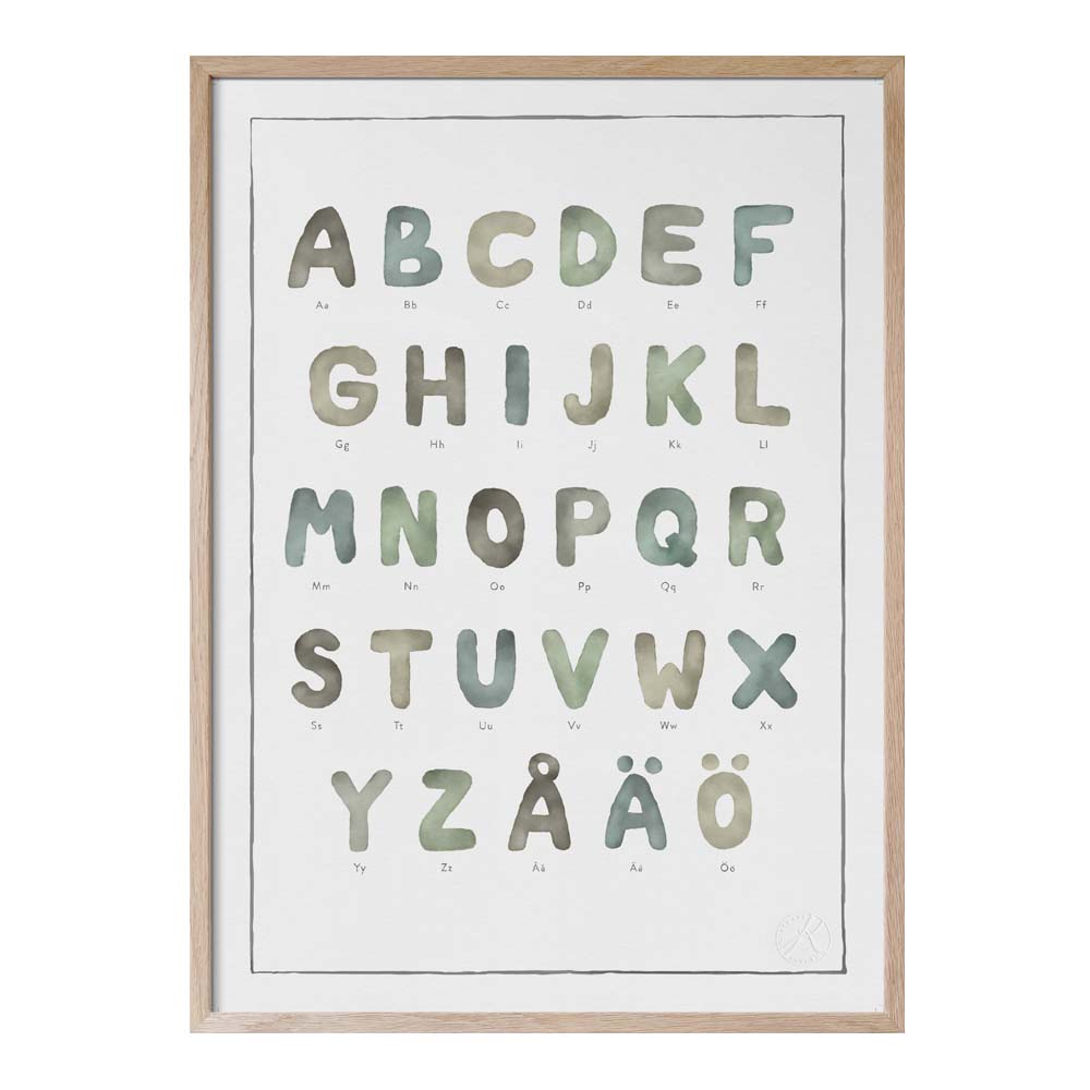 Kunskapstavlan® - Poster 50x70 cm Alfabetet akvarell