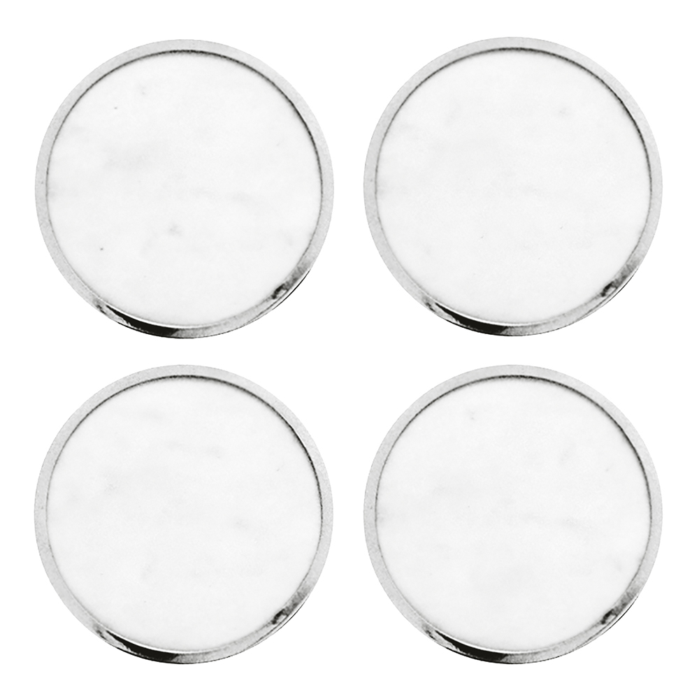 Hilke - Drikkebrikker marmor 10,5 cm 4 stk hvit