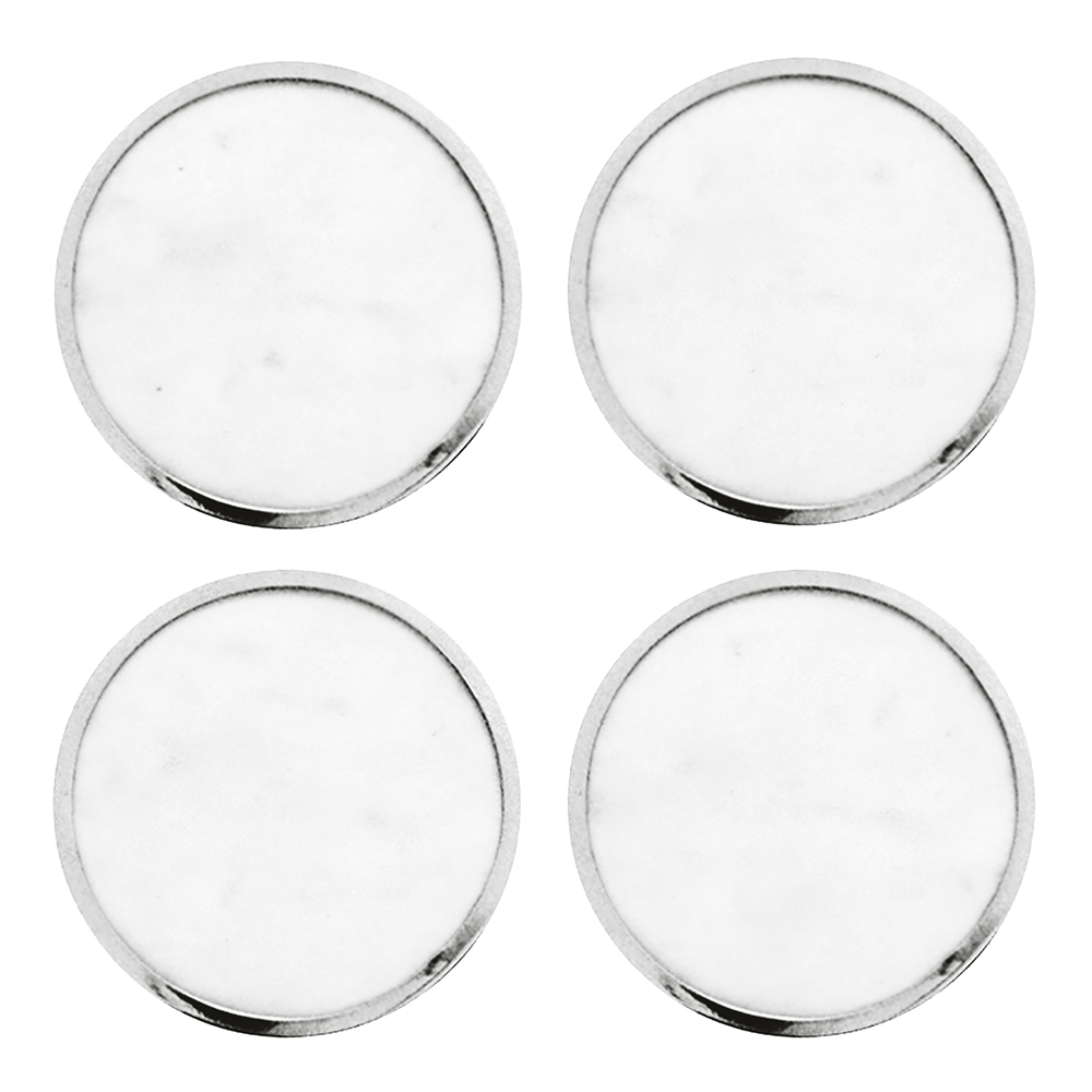 Läs mer om Hilke - Glasunderlägg Marmor 4-pack Vit/Silver