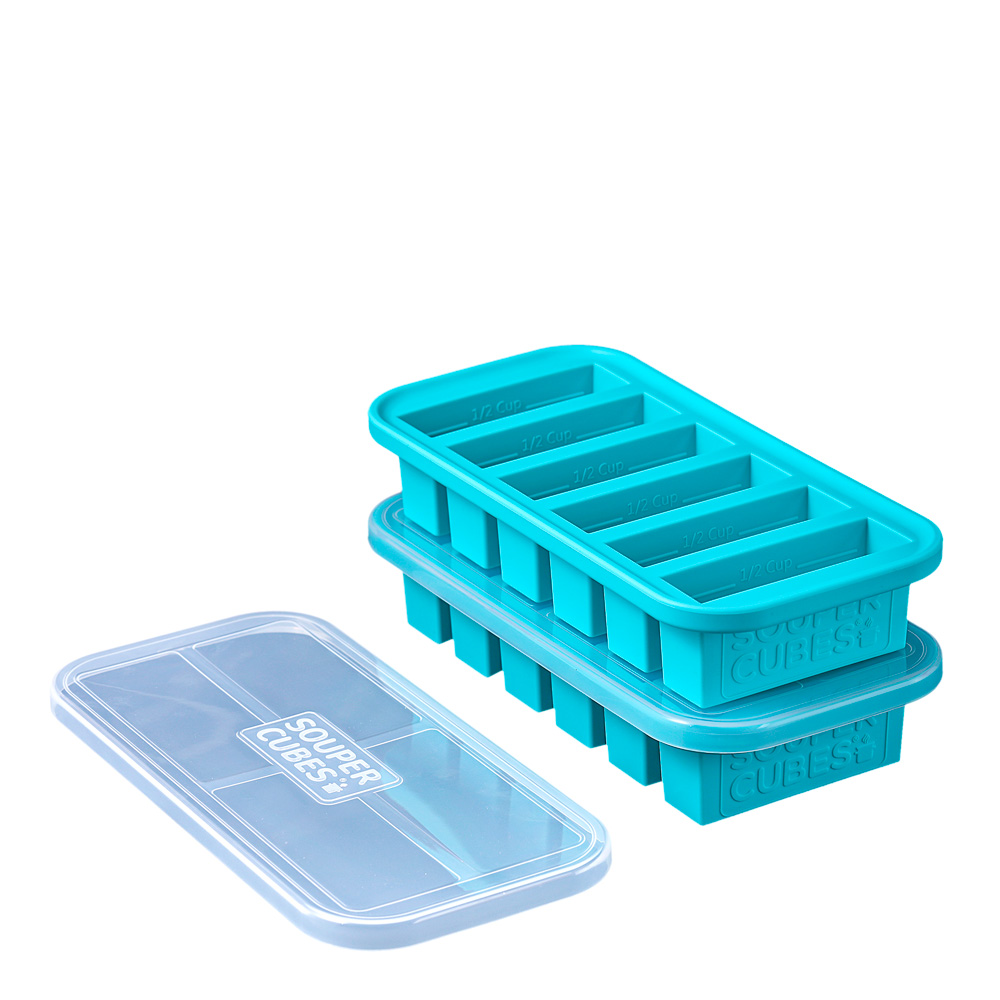 Souper Cubes - Matförvaring och Lock Silikon Half-cup 6x125 ml 2-pack Blå