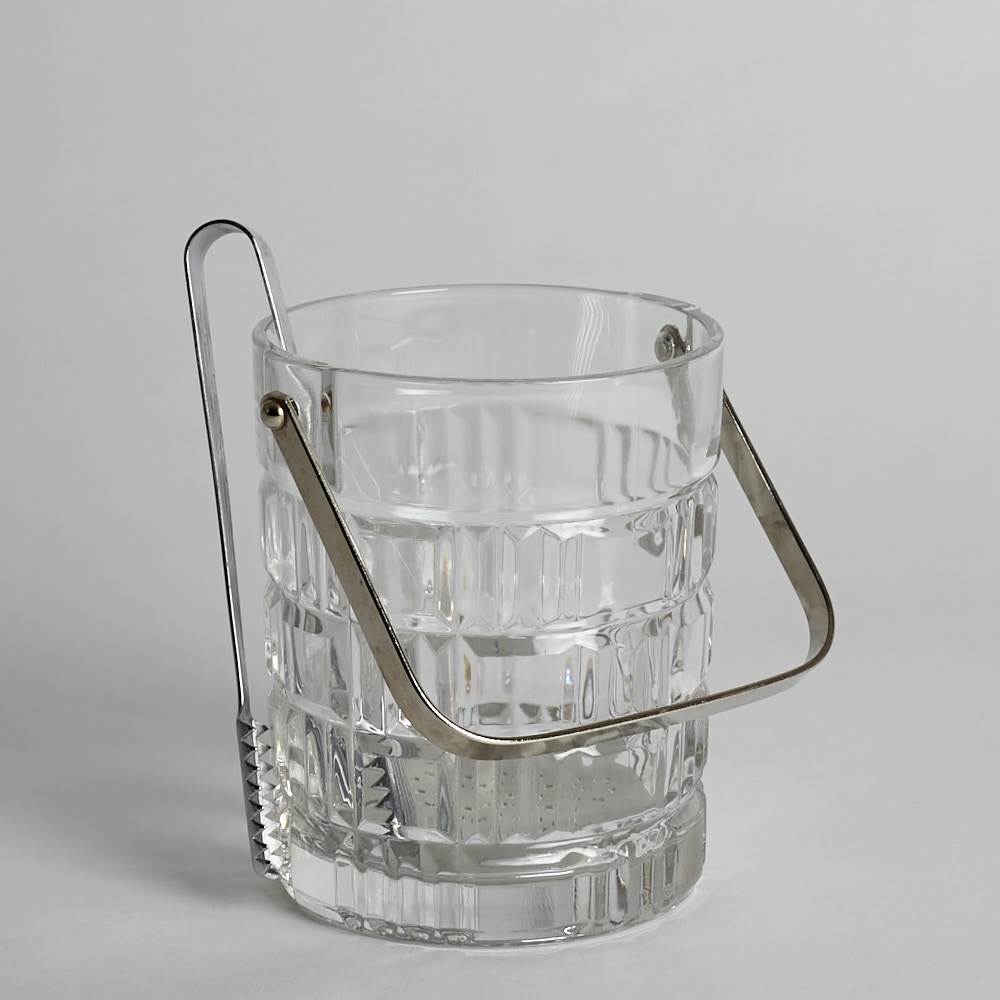 Vintage – SÅLD Ishink i glas med Tång och Sil