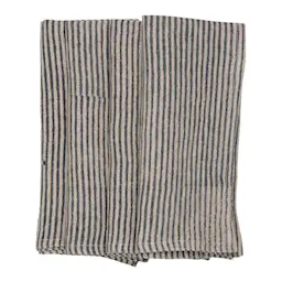 Chamois Stripe Serviett Lin 50x50 cm Blå 