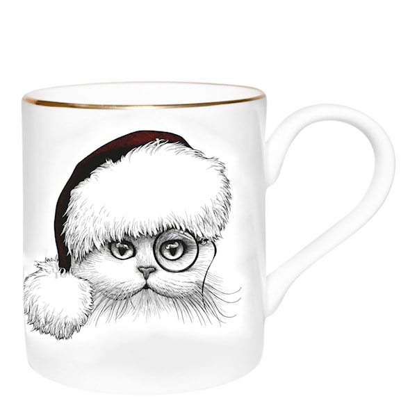 Majesic Mug Santa Cat Monocle 