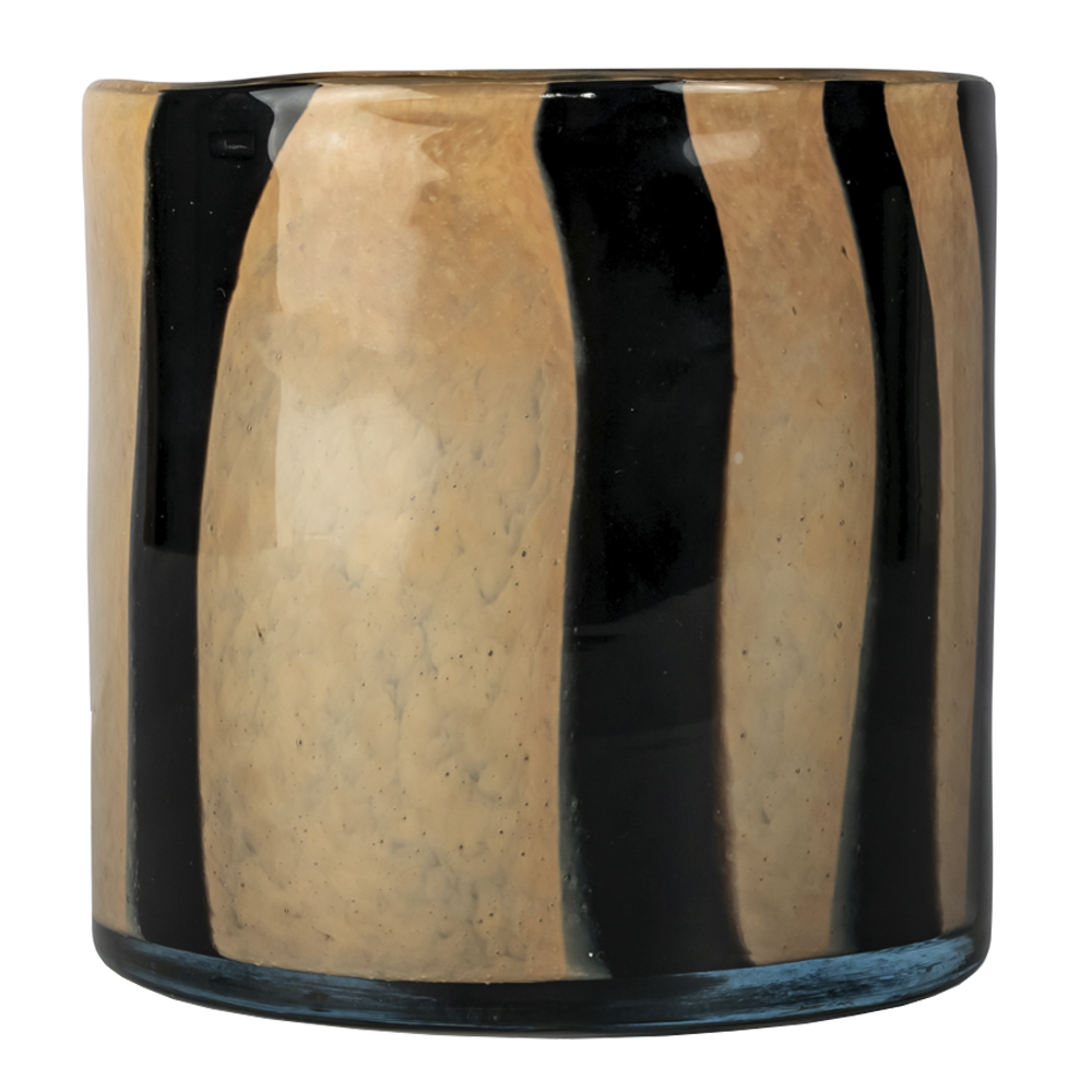 Byon - Calore telysholder 15x15 cm beige/svart striper