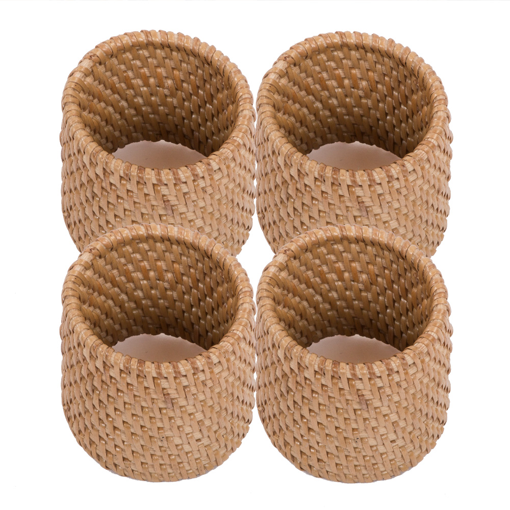 ZicZac - Rattan Servettring 4,5 cm 4-pack Beige