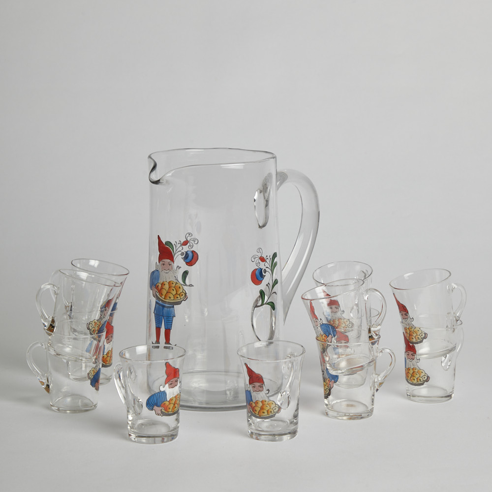 Vintage SÅLD Kanna och 12 st glögglas