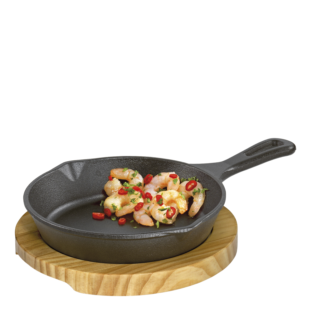 Küchenprofi – BBQ Grill-/Serveringspanna med träfat Rund 18 cm