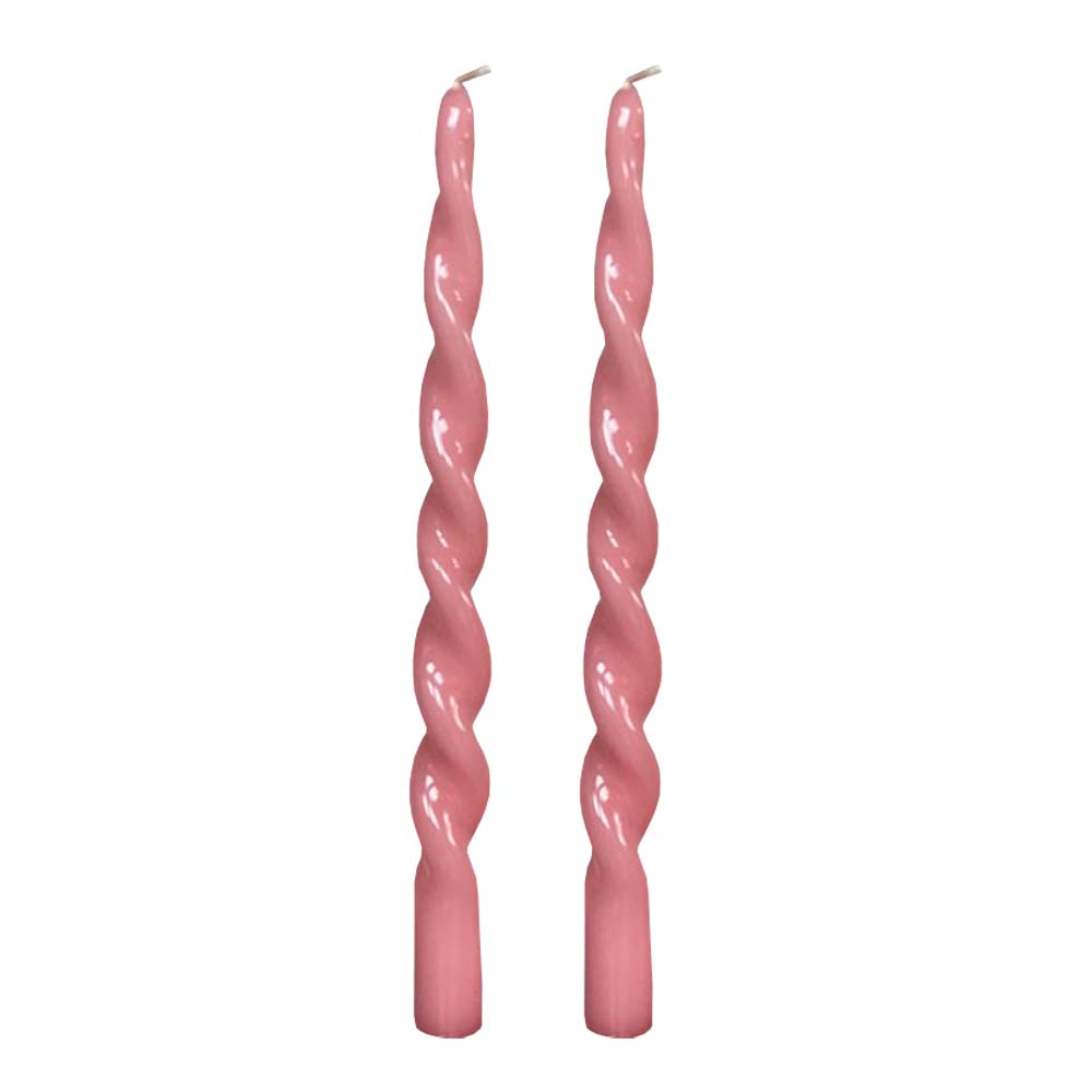 Vio Ljusfabrik - Platta Lack Ljus Snurrade 29 cm 2-pack Rosa Glasyr